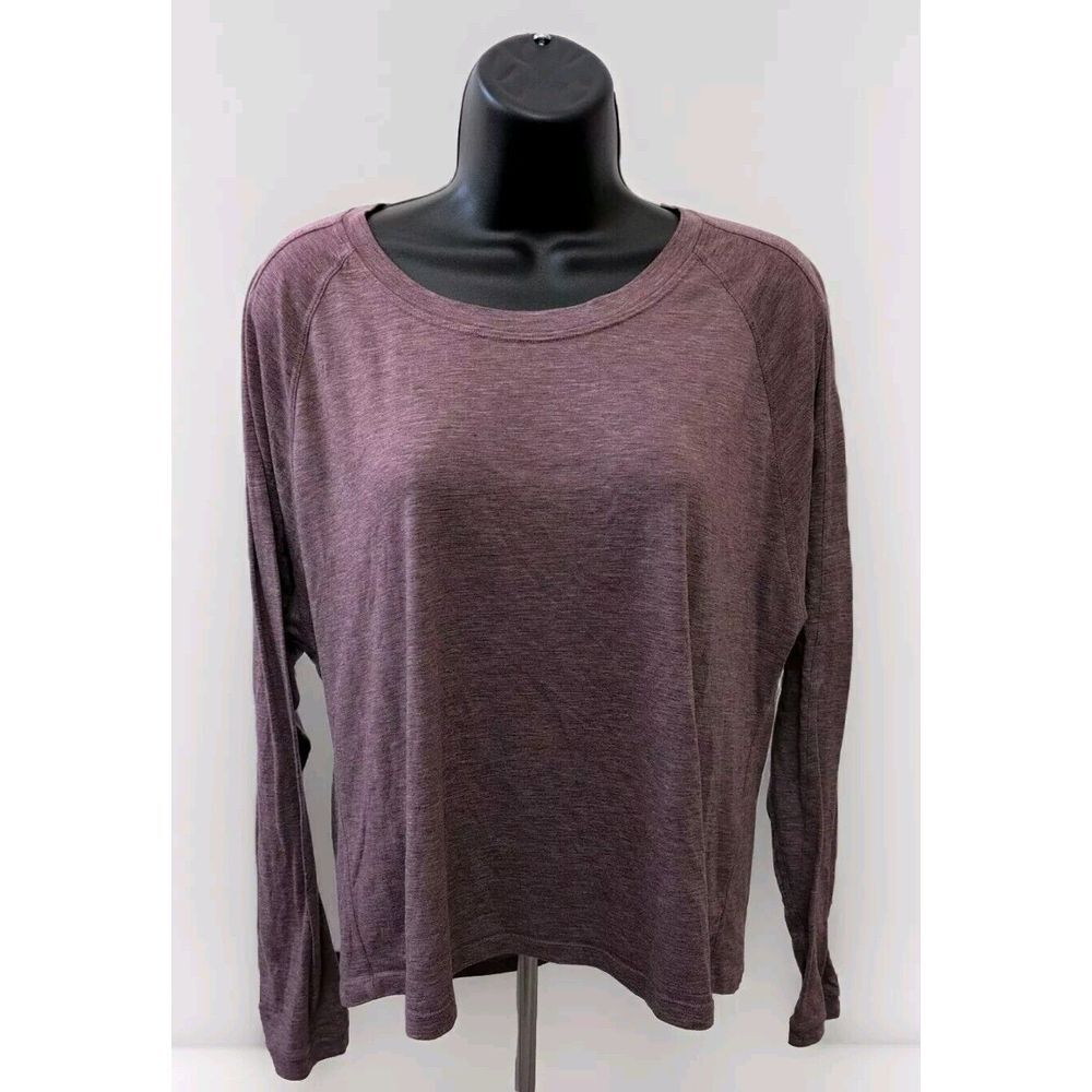 Lululemon Women Box It Out Mauve Long Sleeve Top Shirt‎ No Tag Slit Open Back